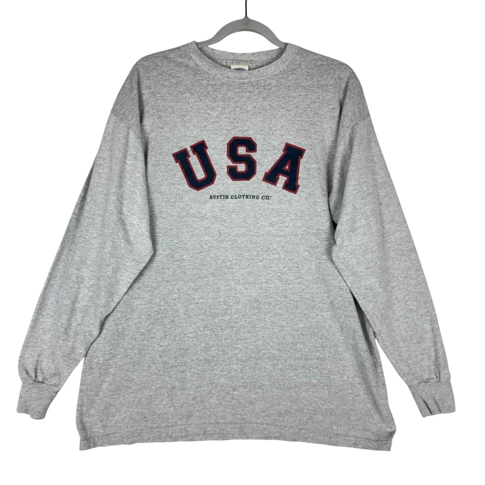 Austin Clothing Co. Sweatshirt Mens Large Gray USA Graphic Crewneck Patriotic